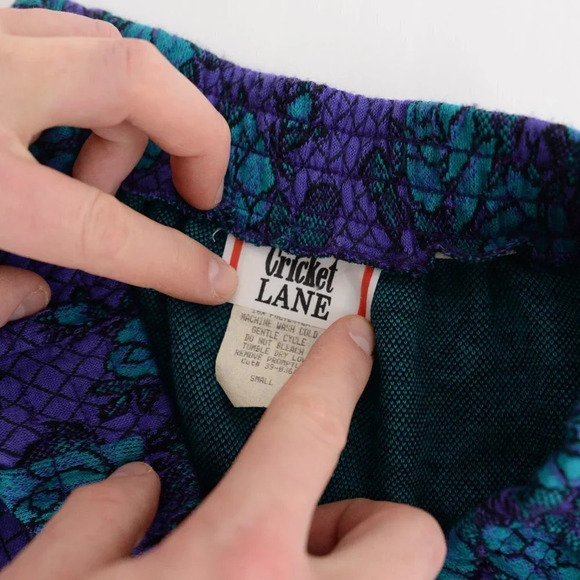 Vintage Cricket Lane Purple & Teal Floral Midi Skirt  Small - Picture 14 of 14